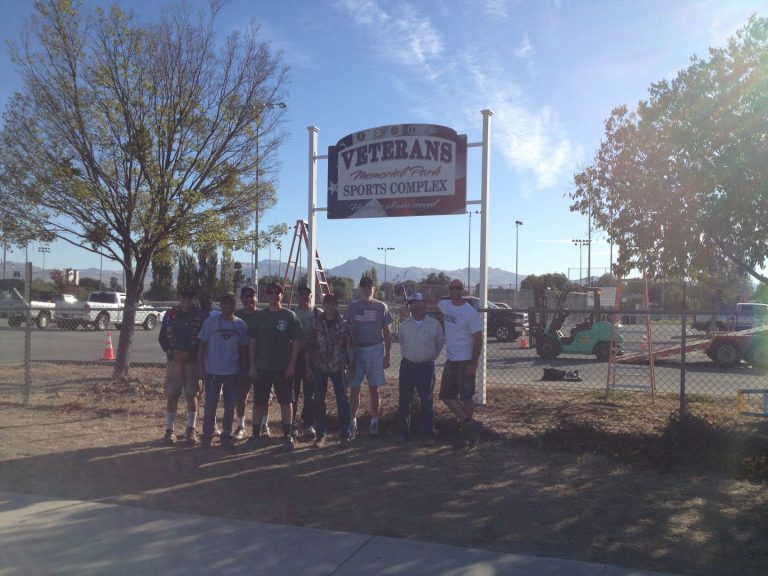 Eagle scout donates new sign for Veterans Memorial Park