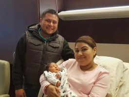 Couple surprised by first baby’s birth timing