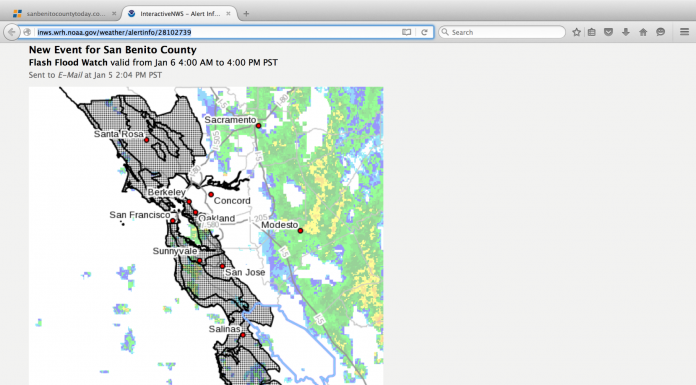Flash flood watch issued for San Benito County