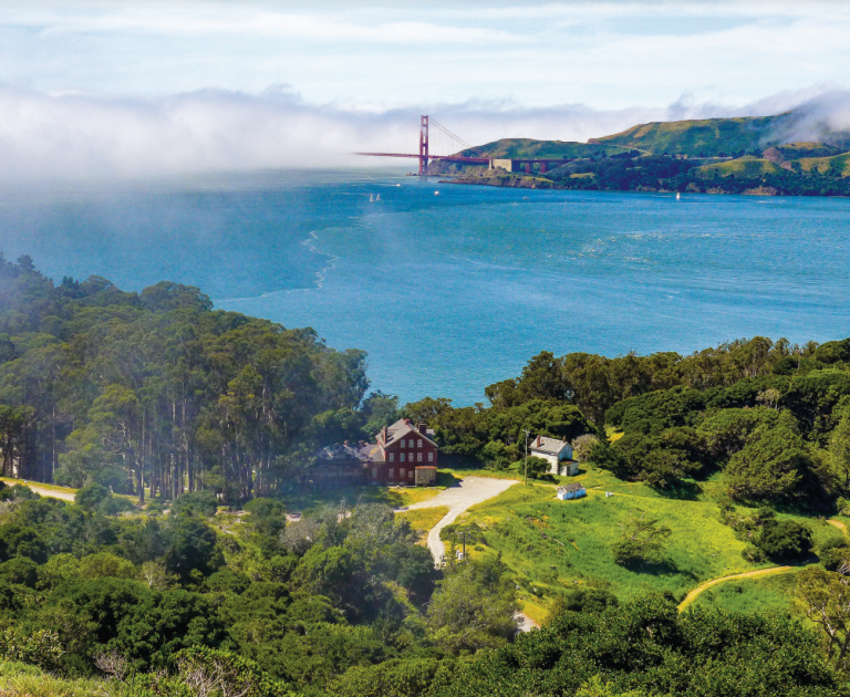 FIRST STOP View of the old military hospital within Camp Garrison on the western side of Angel Island also the known as the Ellis Island of the West.