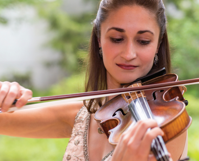 HOMECOMING Violinist and Morgan Hill native Kimia Ghaderi appears with two other classical musicians in ‘Apex Piano Trio’ on Sunday, June 18 at Morgan Hill Presbyterian Church. Photo: Alex Cooke