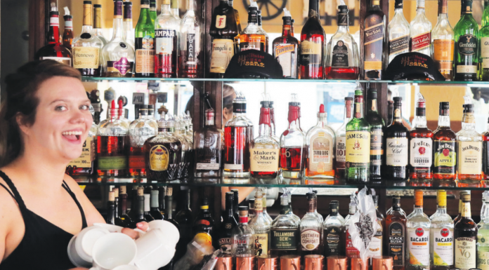 Standing room only Bartender at Hollister house