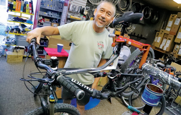 Brian Lucas at his Hollister shop Off the Chain