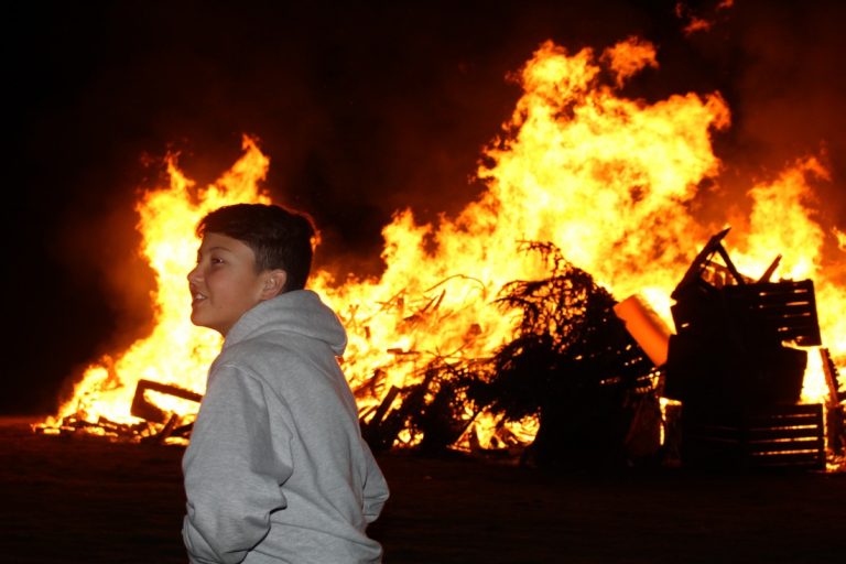 Locals celebrate with fire