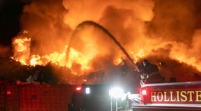 Giant scrap pile catches fire in Hollister