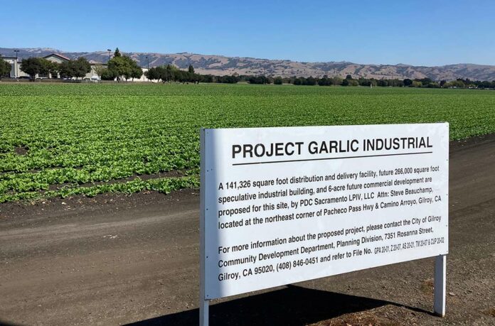 camino arroyo highway 152 project garlic industrial amazon delivery center farmland agriculture