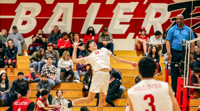 Hollister High boys volleyball team spiking the competition