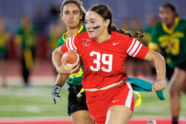 Balers girls flag football celebrates home opener with a bang
