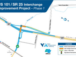 Road closures announced due to Highway 101/State Route 25 interchange construction